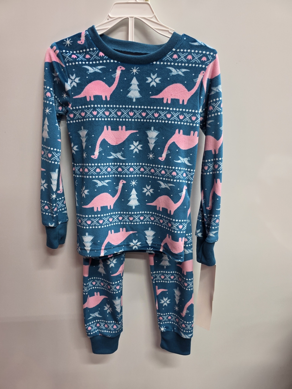 Carter's Teal & Pink Dinosaur Holiday Pajama Set